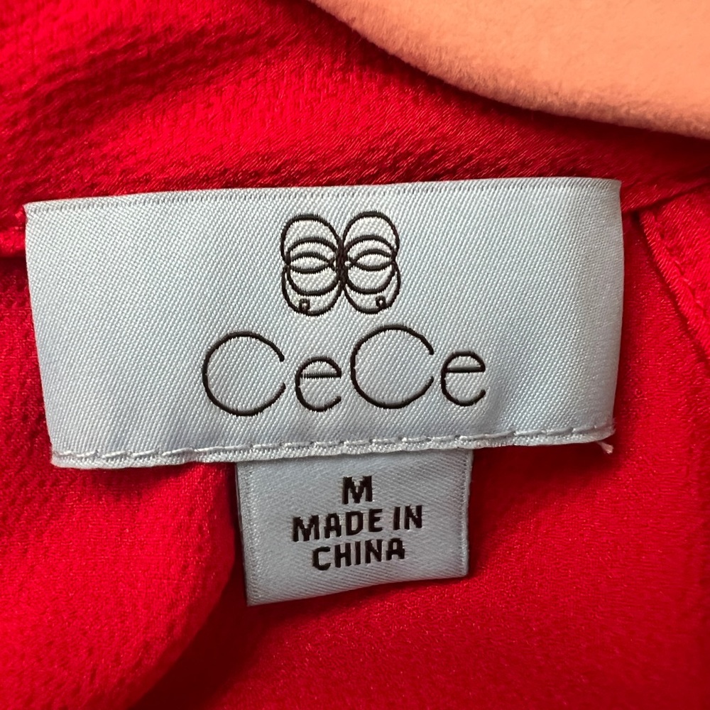 CeCe Cold Shoulder Ruffle Blouse in Medium - Red - EUC!! - Picture 7 of 9